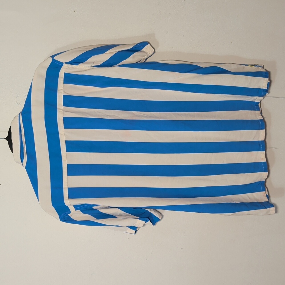 Duvin Design Traveler Button-up Shirt Blue + White Striped Rayon Men's Size XL - Picture 4 of 4